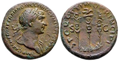 Trajan (98-117). Æ As (28 MM, 12.31 G).