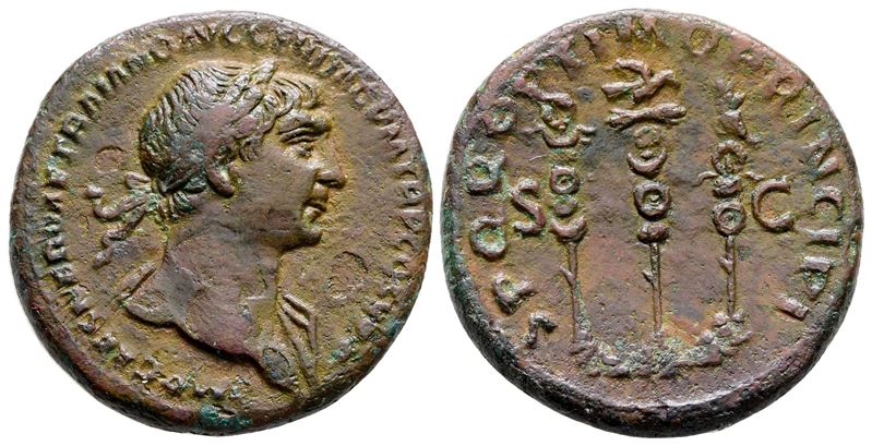 Trajan (98-117). Æ As (28 MM, 12.31 G).