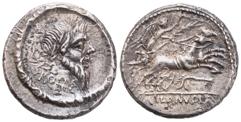 D. Iunius Silanus, Denarius, 91 BC; AR (3,89 g 18,4 mm; 4 h)
