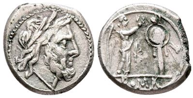 Anonymous, Rome, After 218 Bc. Ar Victoriatus (17 MM, 3.01 G).