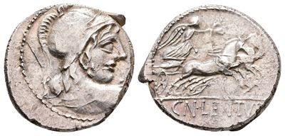 Cn. Lentulus Clodianus, Rome, 88 Bc. Ar Denarius (19 MM, 4.12 G).