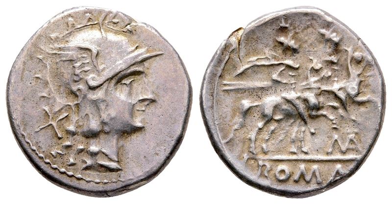 Matienus, Rome, 179-170 Bc. Ar Denarius (17 MM, 3.27 G).