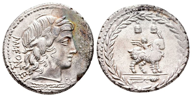 Mn. Fonteius C.f., Rome, 85 Bc. Ar Denarius (21 MM, 3.85 G).
