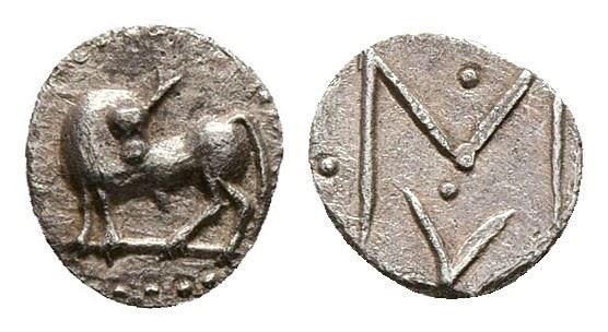 Southern Lucania, Sybaris, c. 550-510 BC. AR Obol (10mm, 0.47g).