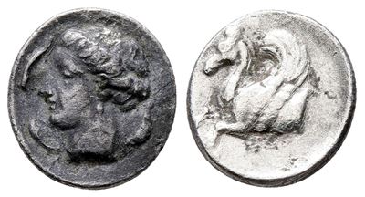 Sicily, Syracuse, C. 344-339/8 Bc. Ar Hemidrachm (13 MM, 1.20 G).