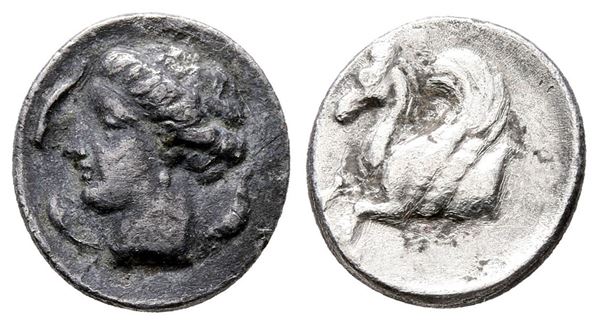 Sicily, Syracuse, c. 344-339/8 BC. AR Hemidrachm (13 mm, 1.20 g).