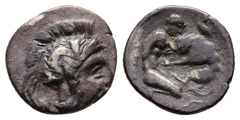 Southern Apulia, Tarentum, c. 325-280 BC. AR Diobol (12 mm, 0.83 g).