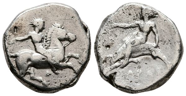 Southern Apulia, Tarentum, c. 385-380 BC. AR Nomos (20 mm, 7.58 g).  - Auction Greek, Roman and Byzantine Coins	 - Bertolami Fine Art - Prague