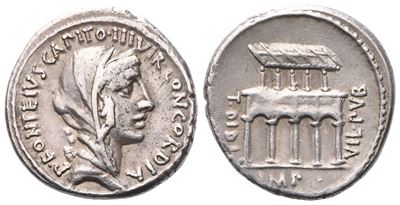 P. Fonteius P. F. Capito, Denarius, 55 Bc; Ar (3,90 G; 17,5 MM; 3 H)