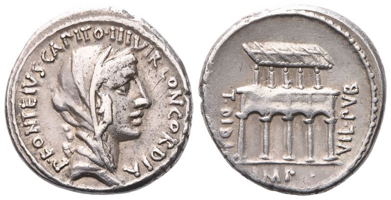 P. Fonteius P. F. Capito, Denarius, 55 Bc; Ar (3,90 G; 17,5 MM; 3 H)
