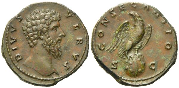 Divus Lucius Verus, Sestertius struck under Marcus Aurelius, Rome, after AD 169; Æ (g 21,19; mm 32)