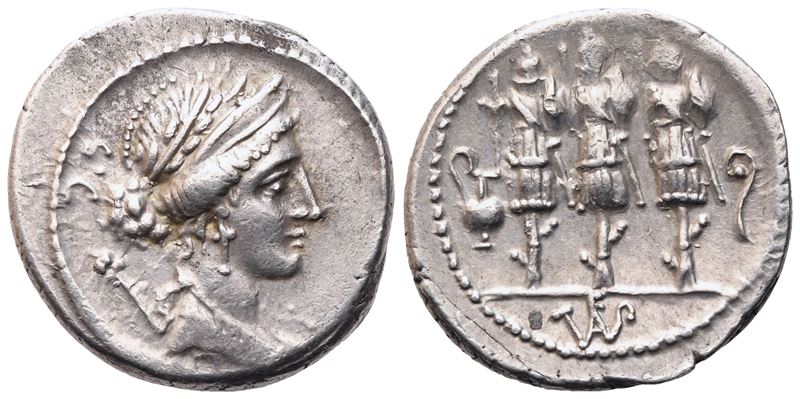 Faustus Cornelius Sulla, Denario, 56 a.C.
