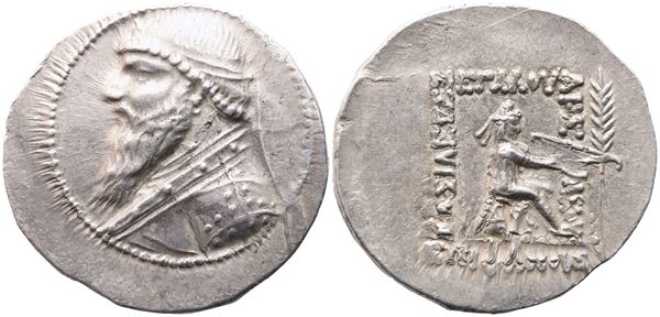 Kings of Parthia. Mithridates II (121-91 BC), Tetradrachm, Seleukia on the Tigris, c. 119-109 BC; AR (16,31 g; 32,3 mm; 12 h)