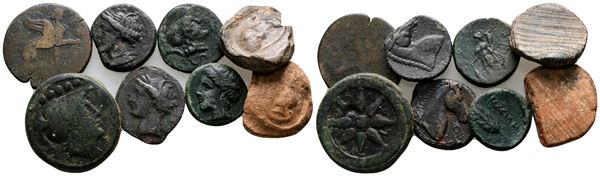 Mixed lot of 8 Greek and Roman Imperial Æ coins, to be catalogued. Lot sold as is, no return