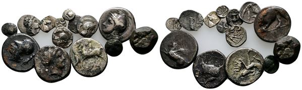 Lot of 14 Greek AR coins, to be catalogued. Lot sold as is, no return