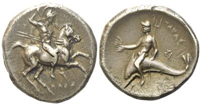 Calabria, Tarentum, Didrachm Or Nomos, C. 280-272 Bc; Ar (6,17 G; 21,4 MM; 3 H)