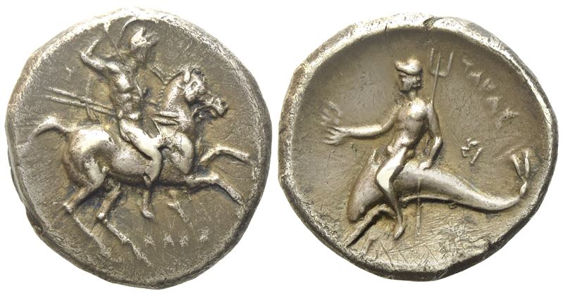Calabria, Tarentum, Didrachm Or Nomos, C. 280-272 Bc; Ar (6,17 G; 21,4 MM; 3 H)