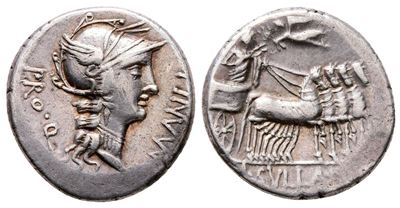 L. sulla And L. Manlius Torquatus, Military Mint Moving With Sulla, 82 Bc. Ar Denarius (18 MM, 3....