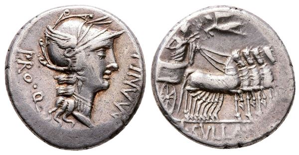 L. Sulla and L. Manlius Torquatus, Military mint moving with Sulla, 82 BC. AR Denarius (18 mm, 3.74 g).