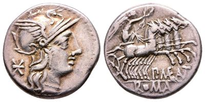 P. Maenius Antiaticus M.f., Rome, 132 Bc. Ar Denarius (19 MM, 3.96 G).