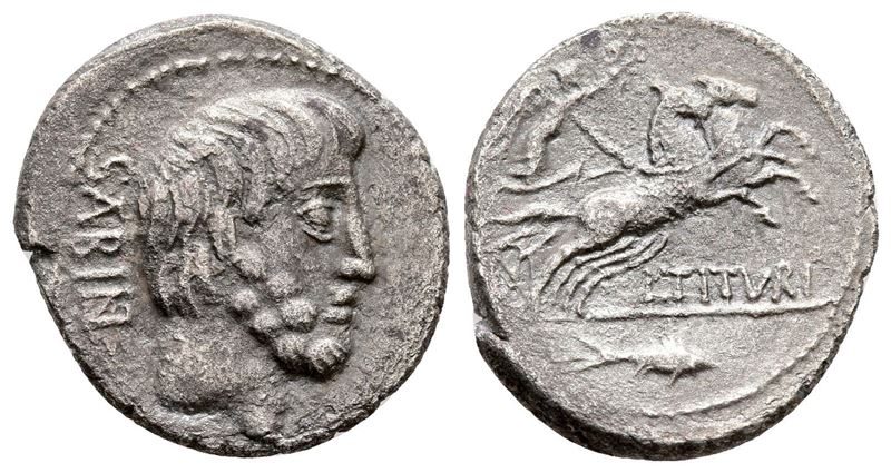 L. Titurius L.f. Sabinus, Rome, 89 Bc. Ar Denarius (19 MM, 3.58 G).