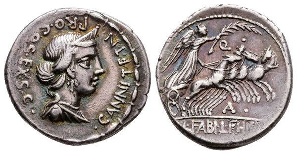 C. Annius T.f. T.n and L. Fabius L.f. Hispaniensis, Northern Italy or Spain, 82-81 BC. AR Denarius (21mm, 3.91g). 