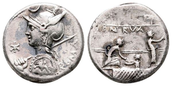 P. Nerva, Rome, 113-112 BC. AR Denarius (17 mm, 3.91 g).