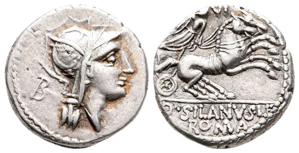 D. Silanus L.f., Rome, 91 BC. AR Denarius (20 mm, 4.04 g).