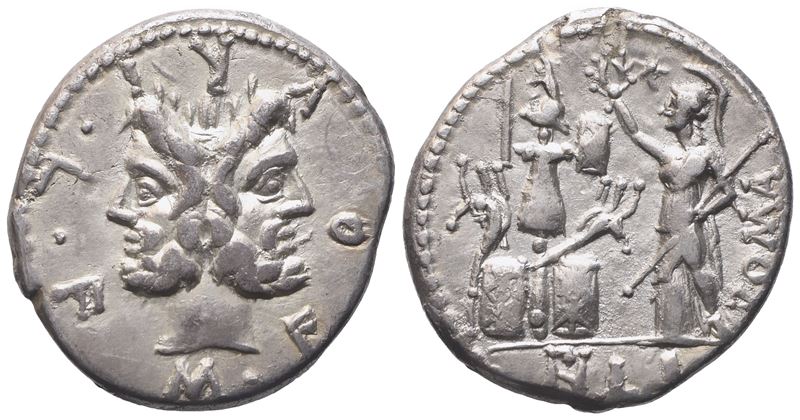 M. Furius Philus, Denarius, 119 BC; AR (3,67 g; 18,7 mm; 9 h)