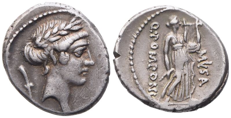 Q. Pomponius Musa, Denarius, 66 Bc; Ar (3,95 G; 18,4 MM; 3 H)