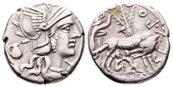 Sex. Pompeius Fostlus, Rome, 137 BC. AR Denarius (19 mm, 3.89 g).