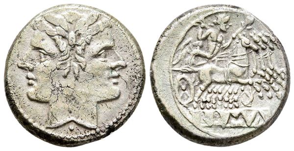 Anonymous, Rome, c. 225-212 BC. AR Quadrigatus (20 mm, 6.45 g).