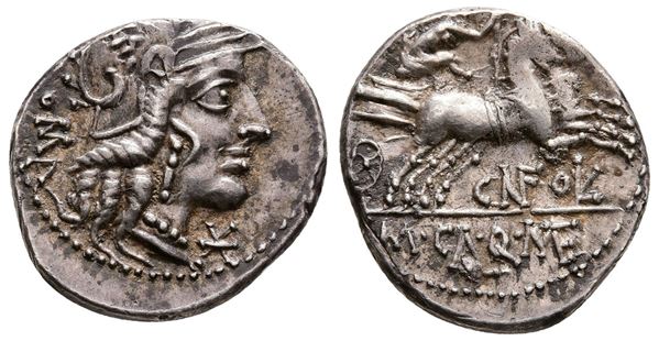 M. Calidius, Q. Metellus, and Cn. Fulvius, Rome, 117-116 BC. AR Denarius (19 mm, 3.96 g).