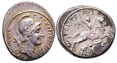 P. Fonteius P.f. Capito, Rome, 55 Bc. Ar Denarius (20 MM, 4.16 G).