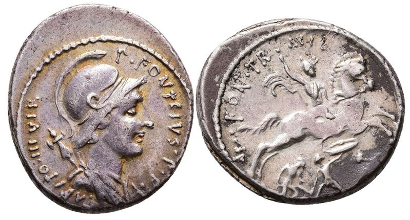 P. Fonteius P.f. Capito, Rome, 55 Bc. Ar Denarius (20 MM, 4.16 G).