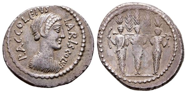 Roman Imperatorial, P. Accoleius Lariscolus, Rome, 41 BC. AR Denarius (20 mm, 3.93 g).