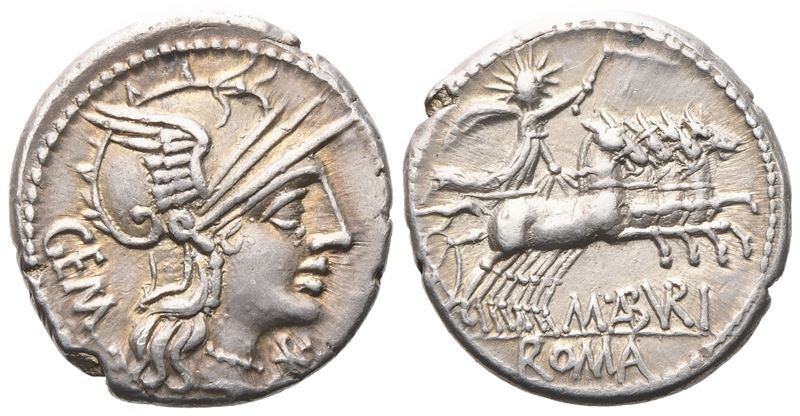 M. Aburius Geminus, Denarius, 132 BC; AR (3,94 g; 19,5 mm; 8 h)