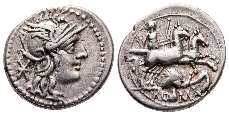 L. Caecilius Metellus Diadematus, Rome, 128 Bc. Ar Denarius (20 MM, 3.86 G).