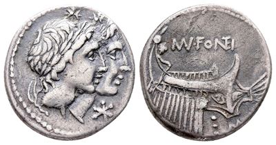 Mn. Fonteius, Rome, 108-107 Bc. Ar Denarius (20 MM, 3.78 G).