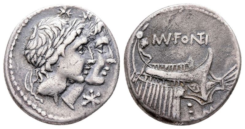 Mn. Fonteius, Rome, 108-107 Bc. Ar Denarius (20 MM, 3.78 G).