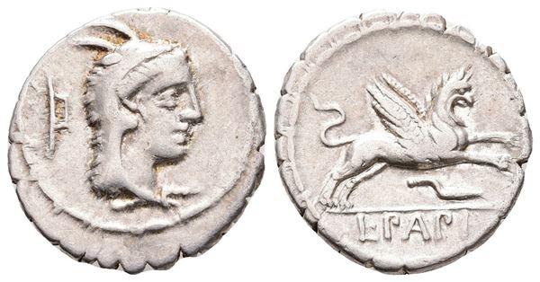 L. Papius, Rome, 79 BC. AR Serrate Denarius (19 mm, 3.79 g).