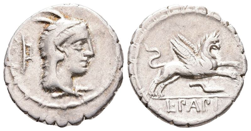L. Papius, Rome, 79 Bc. Ar Serrate Denarius (19 MM, 3.79 G).