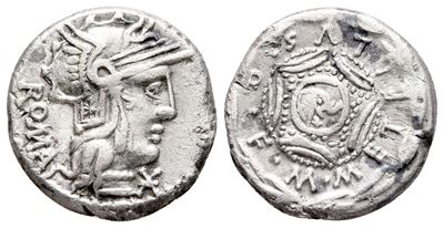 M. Caecilius Q.f. Q.n. Metellus, Rome, 127 Bc. Ar Denarius (17 MM, 3.77 G).