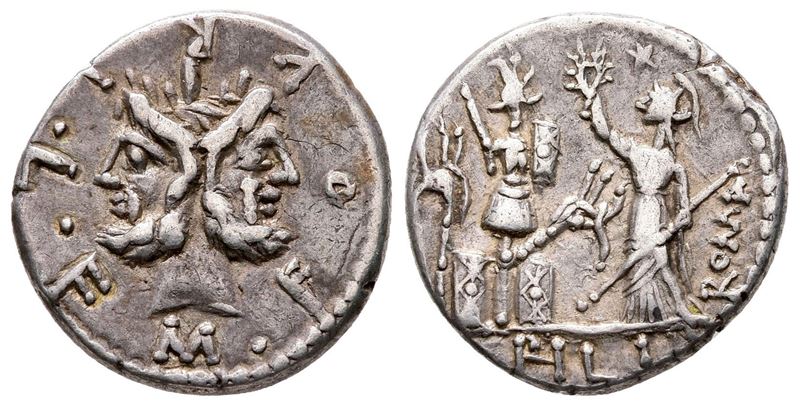 M. Furius L.f. Philus, Rome, 120 Bc. Ar Denarius (19 MM, 3.91 G).