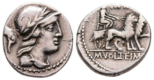 M. Volteius M.f., Rome, 75 BC. AR Denarius (17 mm, 3.88 g).
