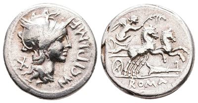 M. Cipius M.f., Rome, 115-114 Bc. Ar Denarius (17 MM, 3.76 G).