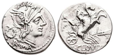 T. Cloelius, Rome, 128 Bc. Ar Denarius (19 MM, 3.89 G).