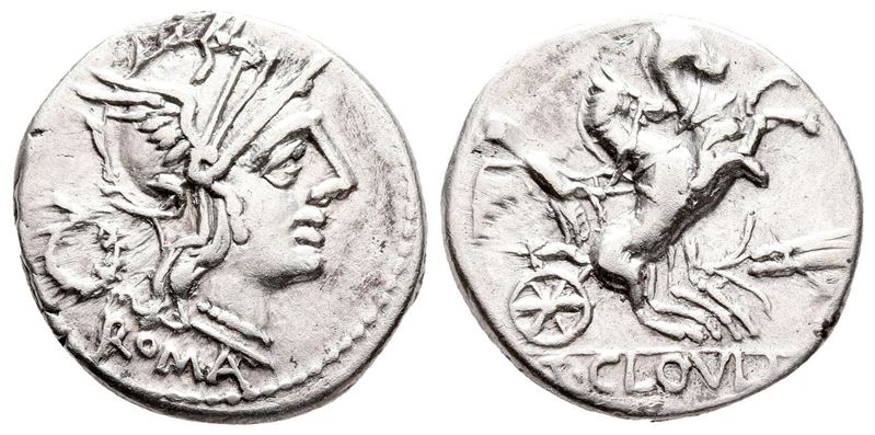T. Cloelius, Rome, 128 Bc. Ar Denarius (19 MM, 3.89 G).