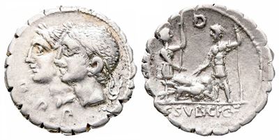 C. Sulpicius C.f. Galba, Rome, 106 Bc. Ar Serrate Denarius (20 MM, 3.73 G).