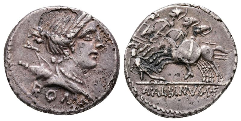 A. Albinus Sp.f., Rome, 96 Bc. Ar Denarius (19 MM, 3.92 G).